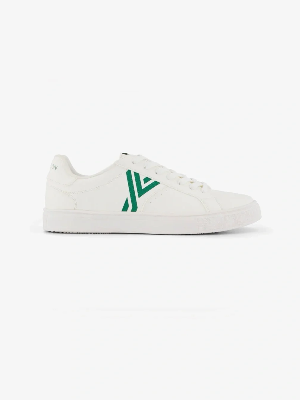 YY Nation  UNISEX White Low-Top Sneakers with Green Stripe Detail